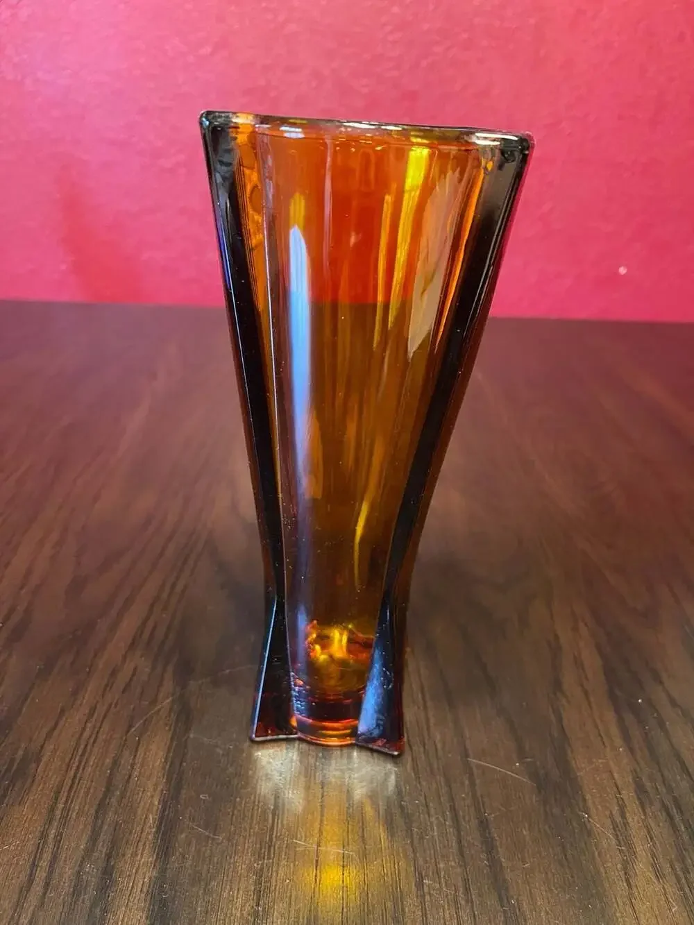 Vintage Anchor Hocking Mid-Century Modern Amber Rocket Vase